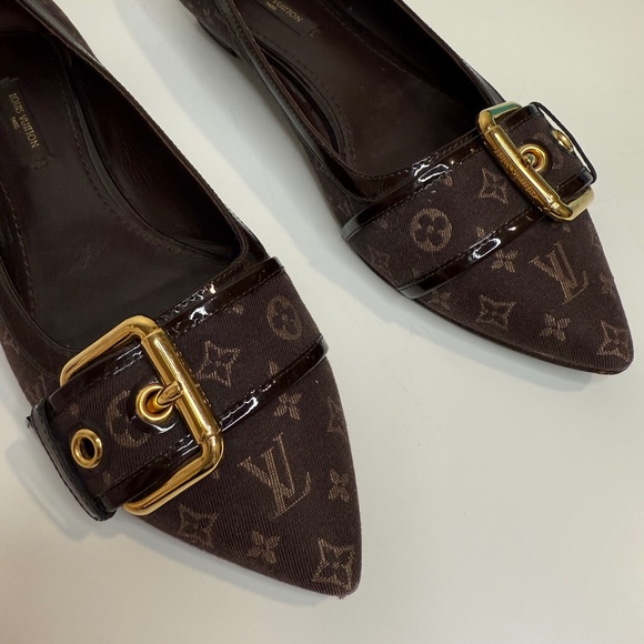 Authentic Louis Vuitton Brown Canvas Ballet Flats - size 36 - Picture 1 of 8